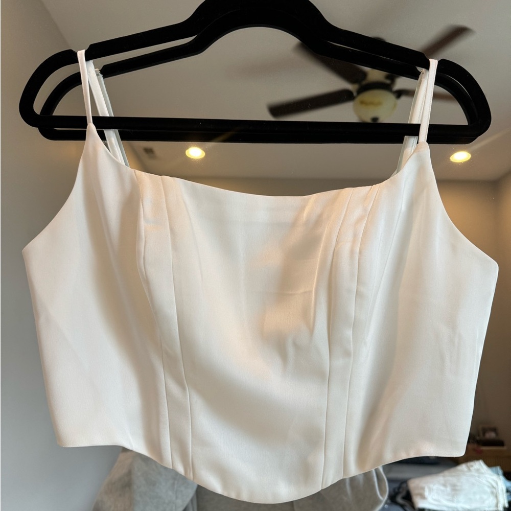 Astr white tank with zipper
